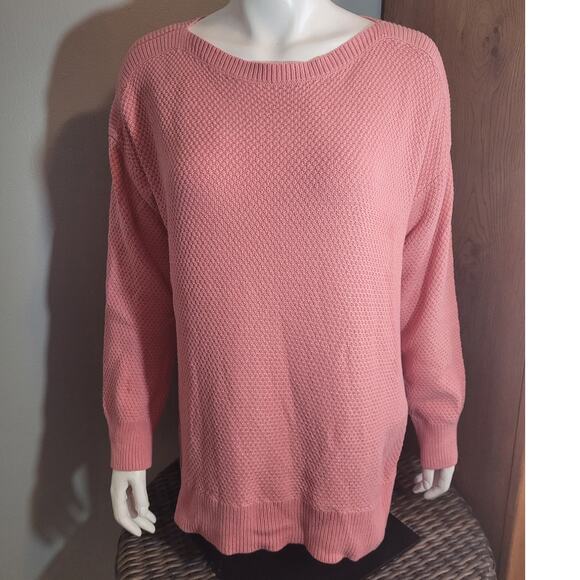 LOFT Pink Knit Oversized Sweater Women's Large Hugge Cozycore Cottagecore Girly - Picture 2 of 7